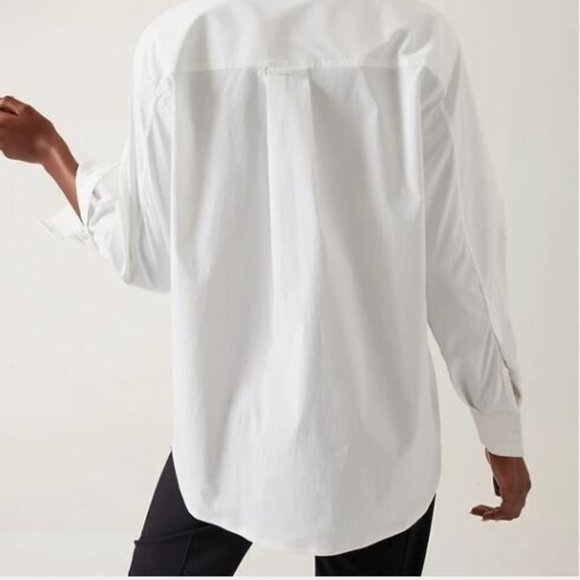 ATHLETA OVERSIZED WHITE POPLIN TOP BUTTON DOWN SHIRT NEW WITH TAGS XXS - Picture 2 of 13